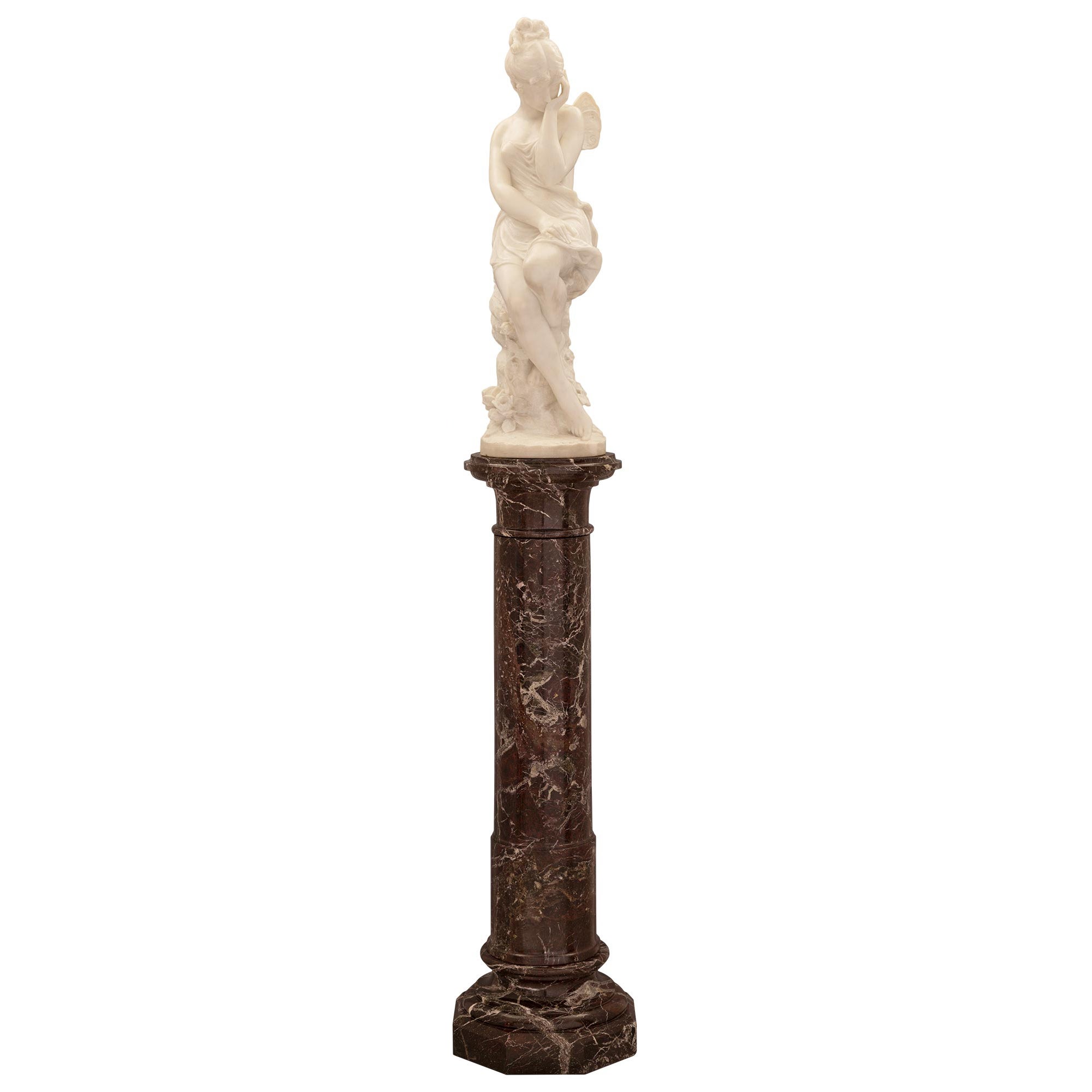 Italian 19th Century Marble Statue of Psyche on Her Original Pedestal