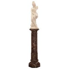 Antique Italian 19th Century Marble Statue of Psyche on Her Original Pedestal