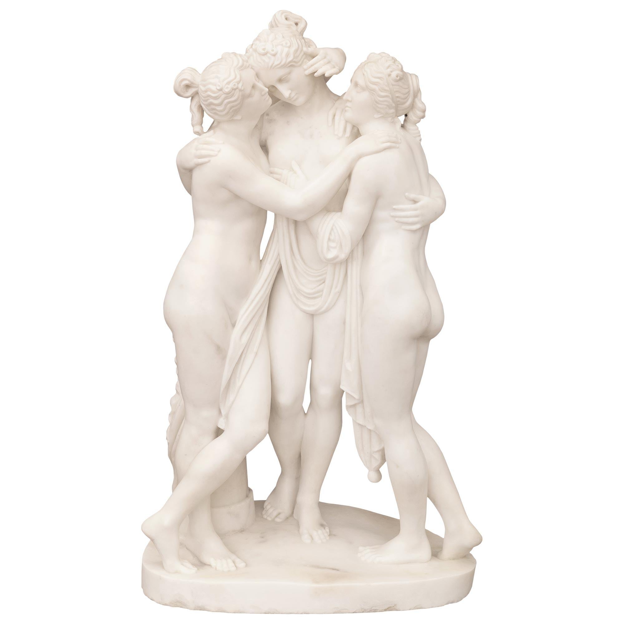 Italian 19th Century Marble Statue of the Three Graces For Sale 5