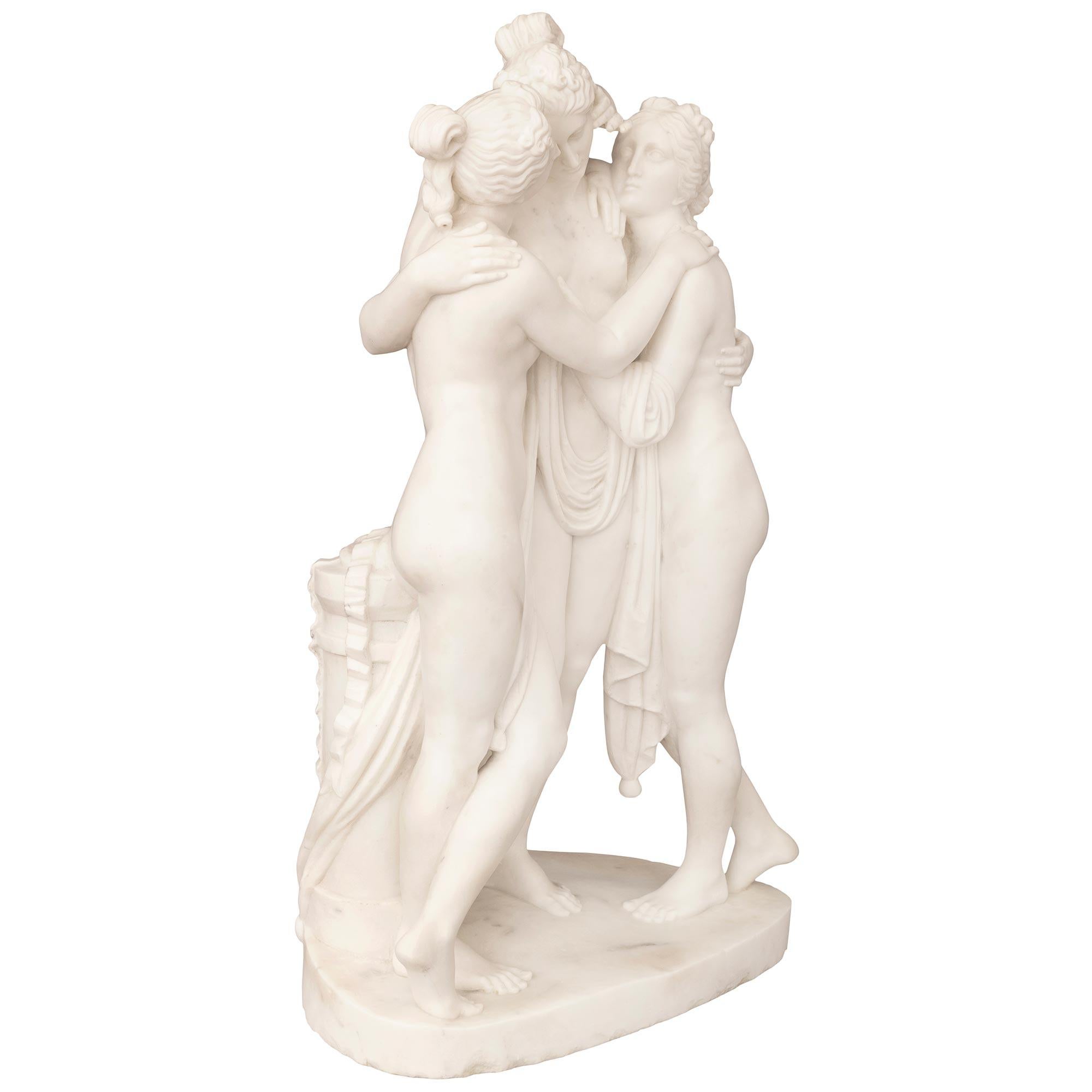 Italiano Statua in marmo delle Tre Grazie del XIX secolo in vendita