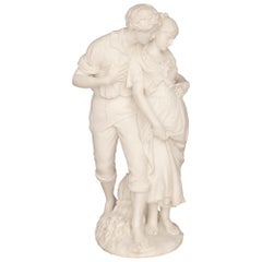 Italian 19th Century Marble Statue of Young Courtship