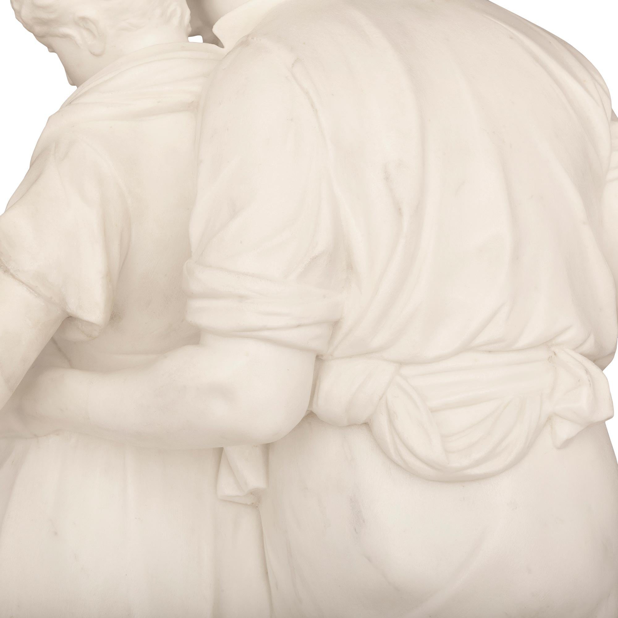 Italian 19th Century Marble Statue of Young Courtship For Sale 5
