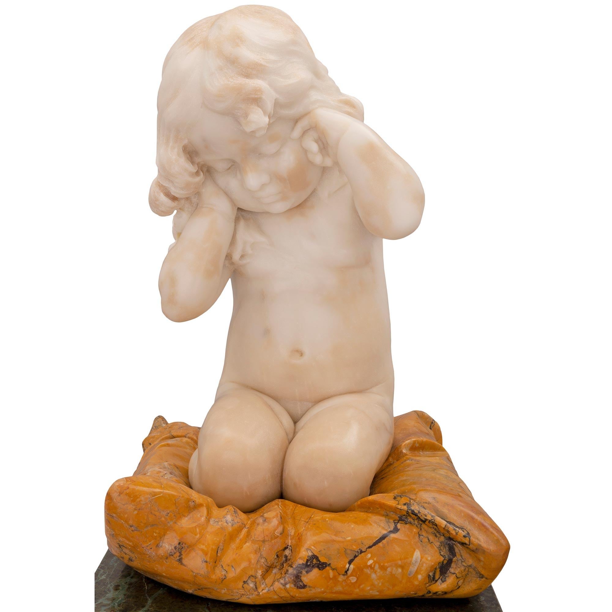 Italian 19th Century Marble Statue on Its Original Pedestal For Sale 1