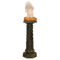 Italian 19th Century Marble Statue on Its Original Pedestal