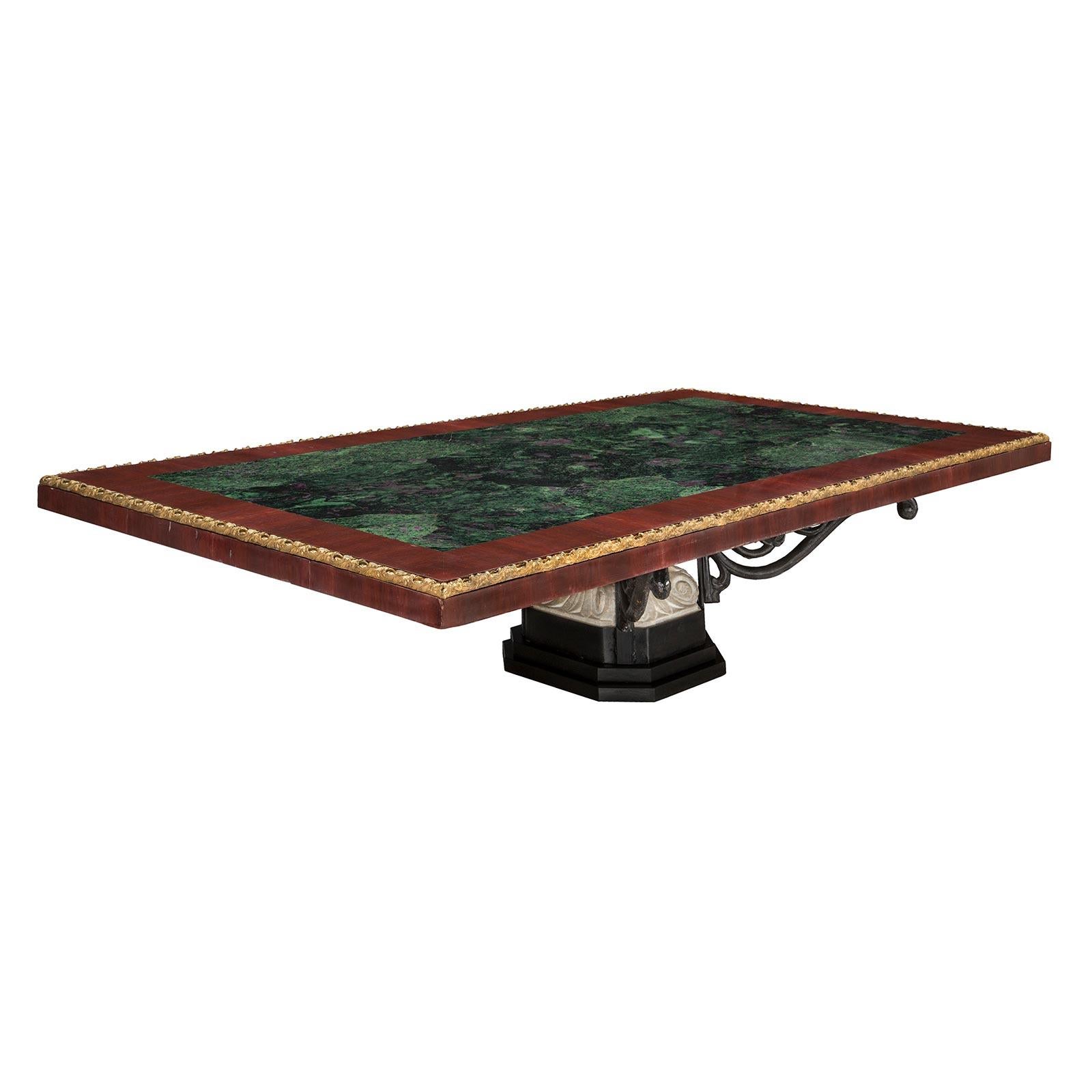 Italian 19th Century Marble, Wrought Iron and Ormolu Coffee Table For Sale 1