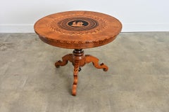 Italian 19th Century Marquetry Inlay Round Center Table