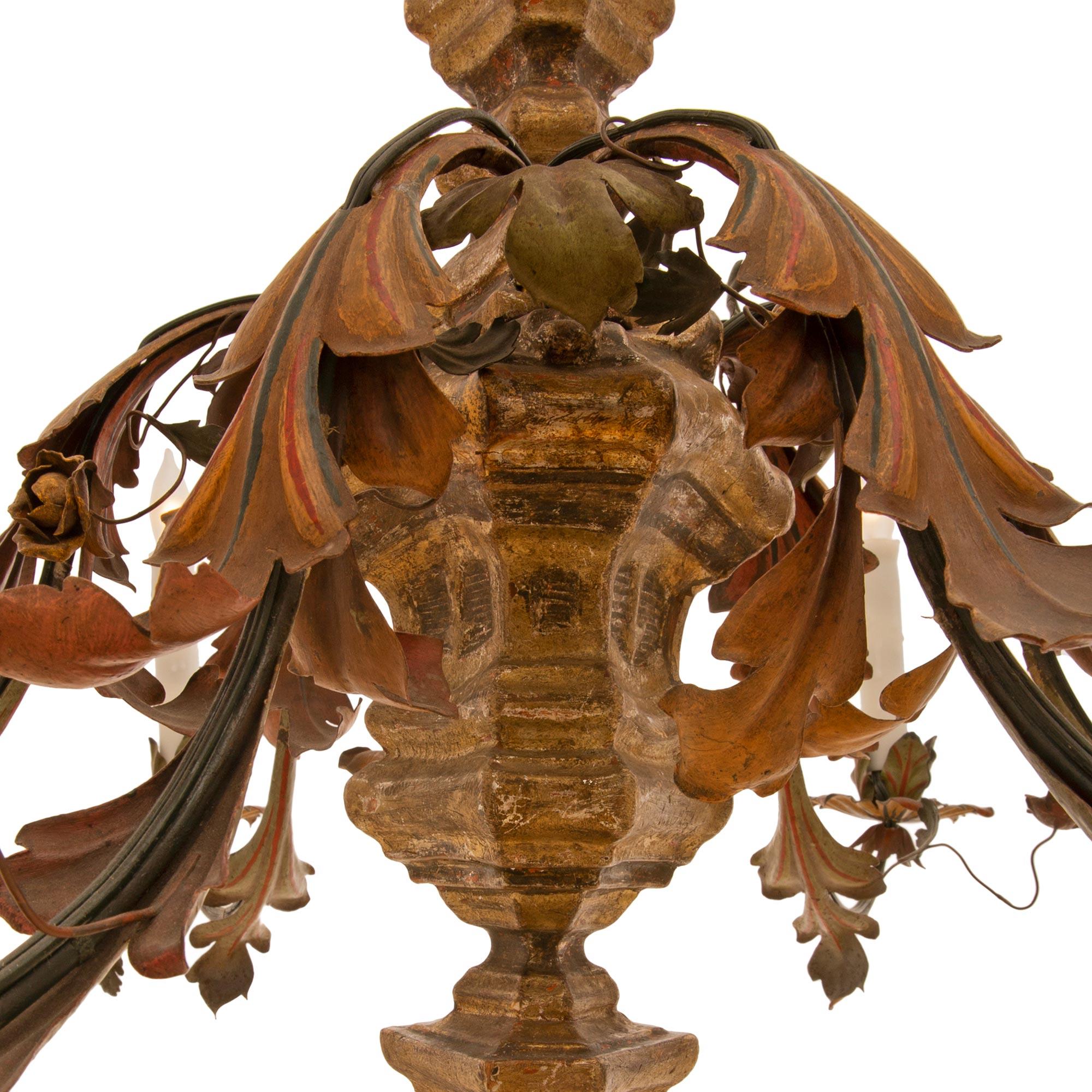 Italian 19th Century Mecca and Hand Painted Chandelier For Sale 1