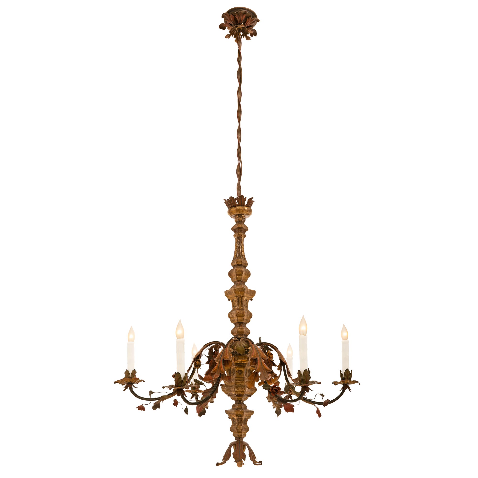 Italian 19th Century Mecca and Hand Painted Chandelier For Sale 5