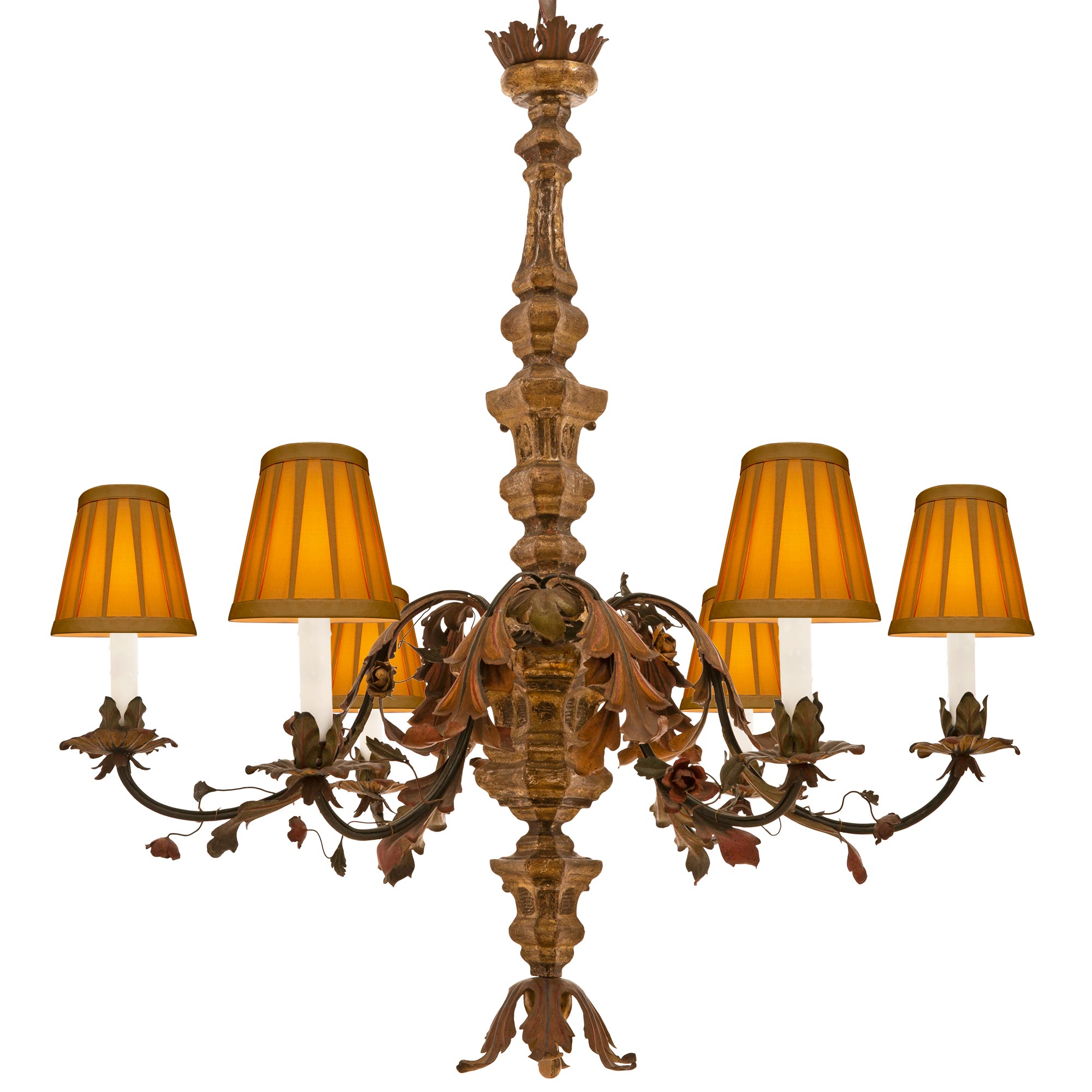 Italian 19th Century Mecca and Hand Painted Chandelier For Sale