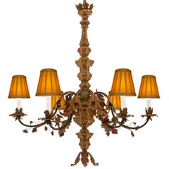 Antique Italian 19th Century Mecca and Hand Painted Chandelier