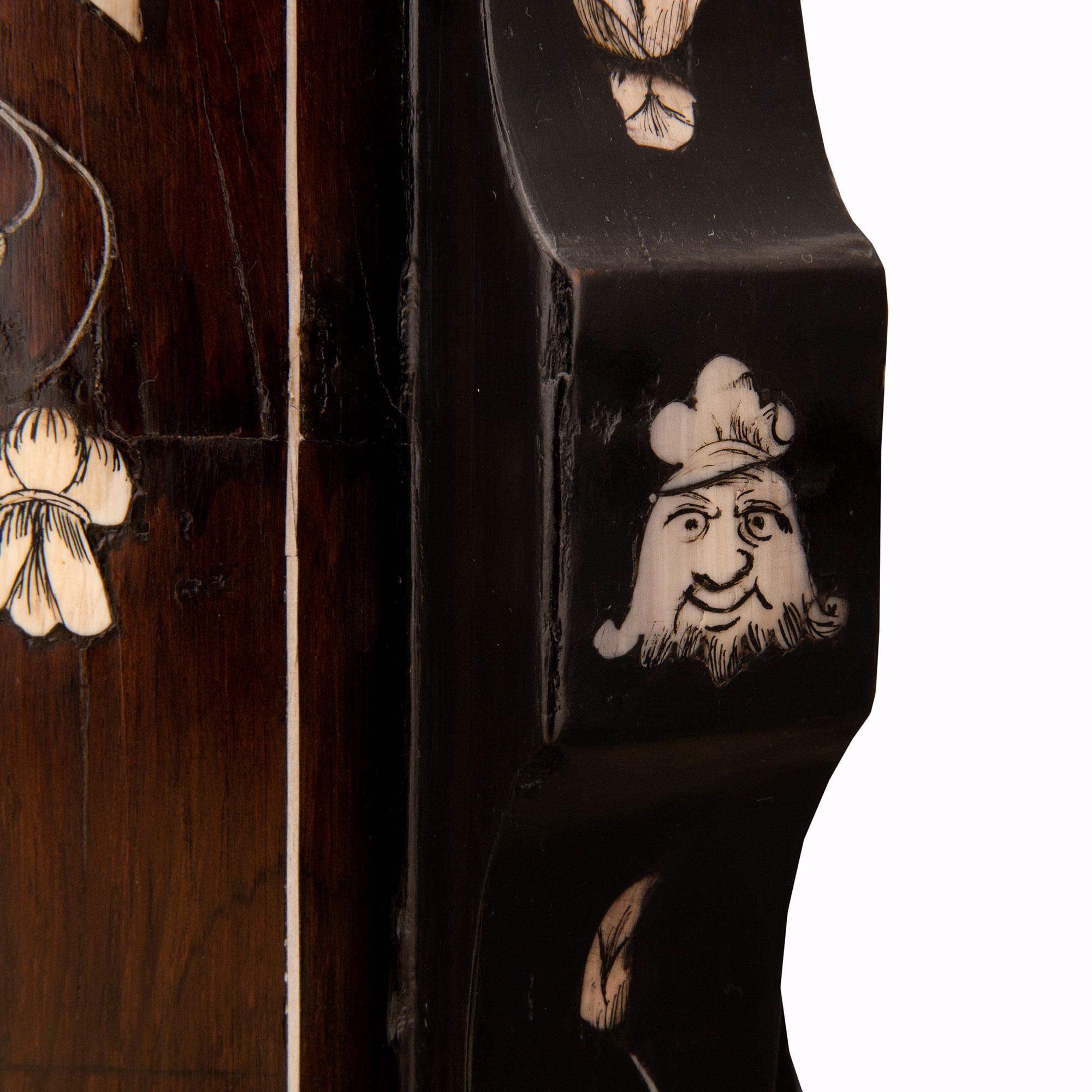 Italian 19th century Milanese st. Rosewood Fruitwood Bone chiffonier cabinet For Sale 5