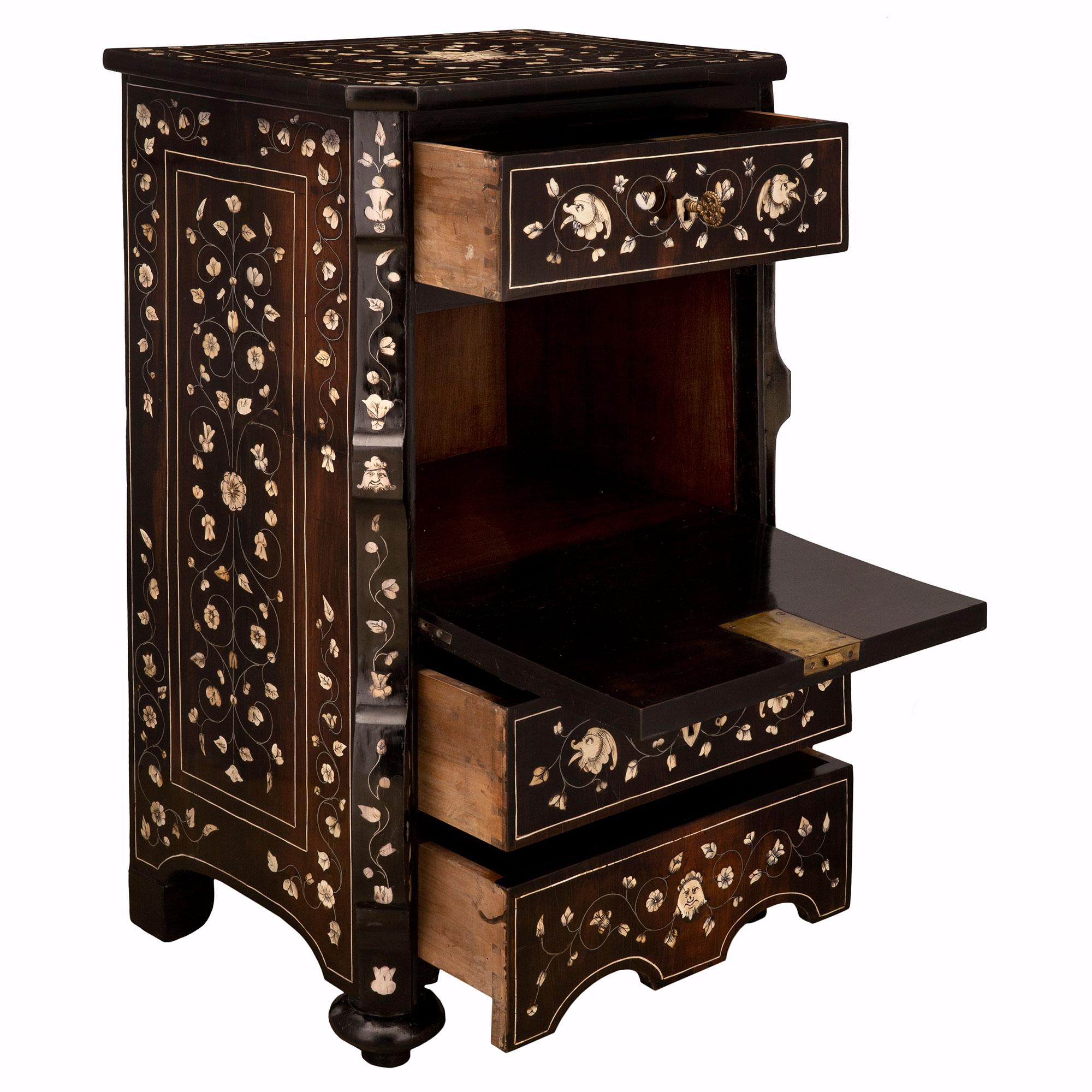 Italian 19th century Milanese st. Rosewood Fruitwood Bone chiffonier cabinet In Good Condition For Sale In West Palm Beach, FL