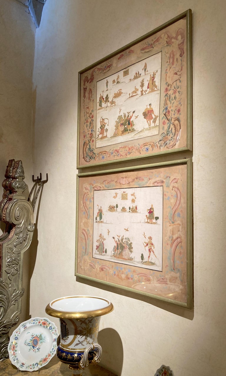 Italian 19th Century Mixed Media Gouache Tempera Theatre Set Costume