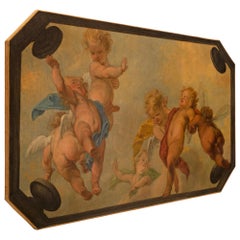 Italian 19th Century Neo-Classical Oil On Canvas Ceiling Painting