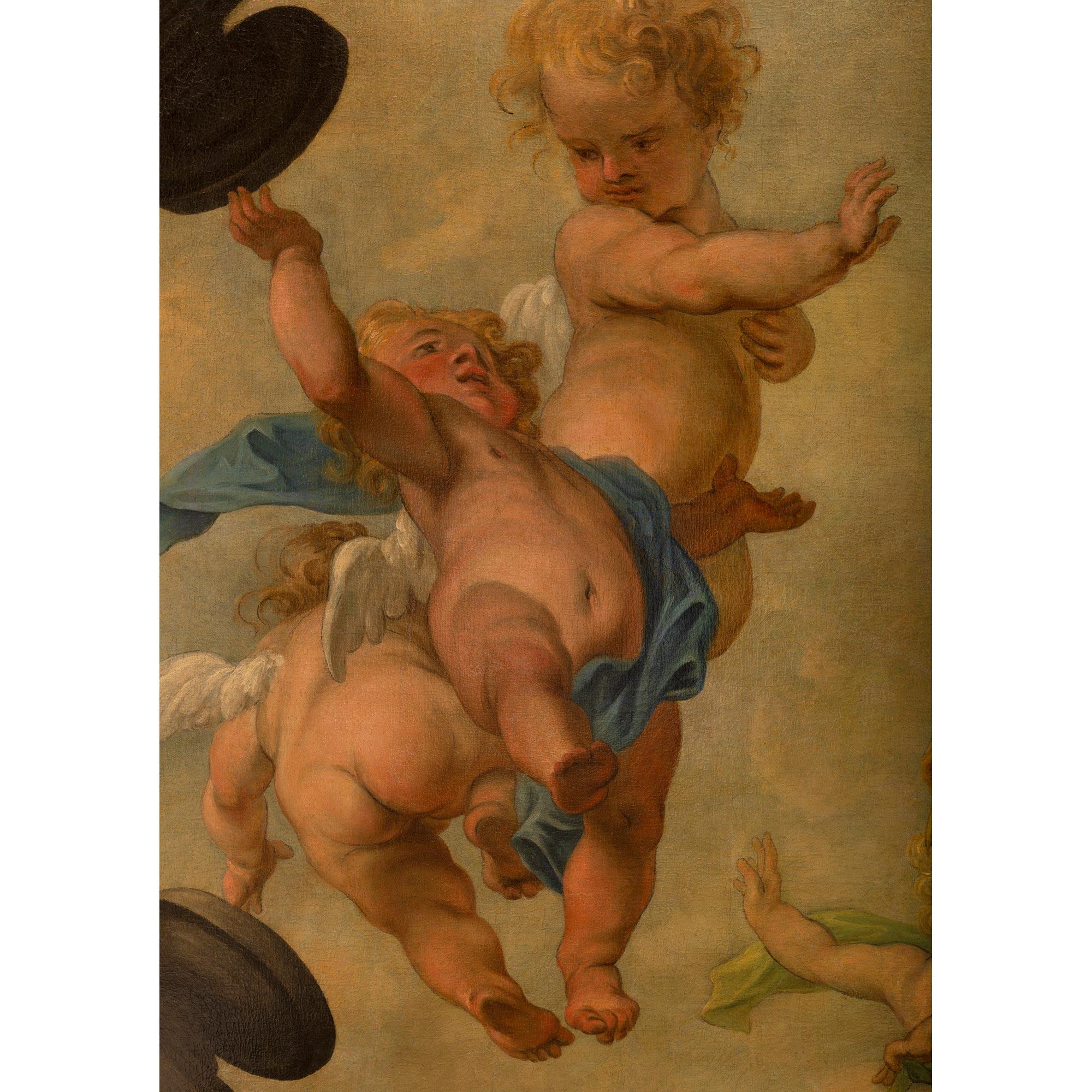 Neoclassical Italian 19th Century Neo-Classical Oil On Canvas Ceiling Painting For Sale