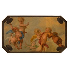 Italian 19th Century Neo-Classical Oil On Canvas Ceiling Painting