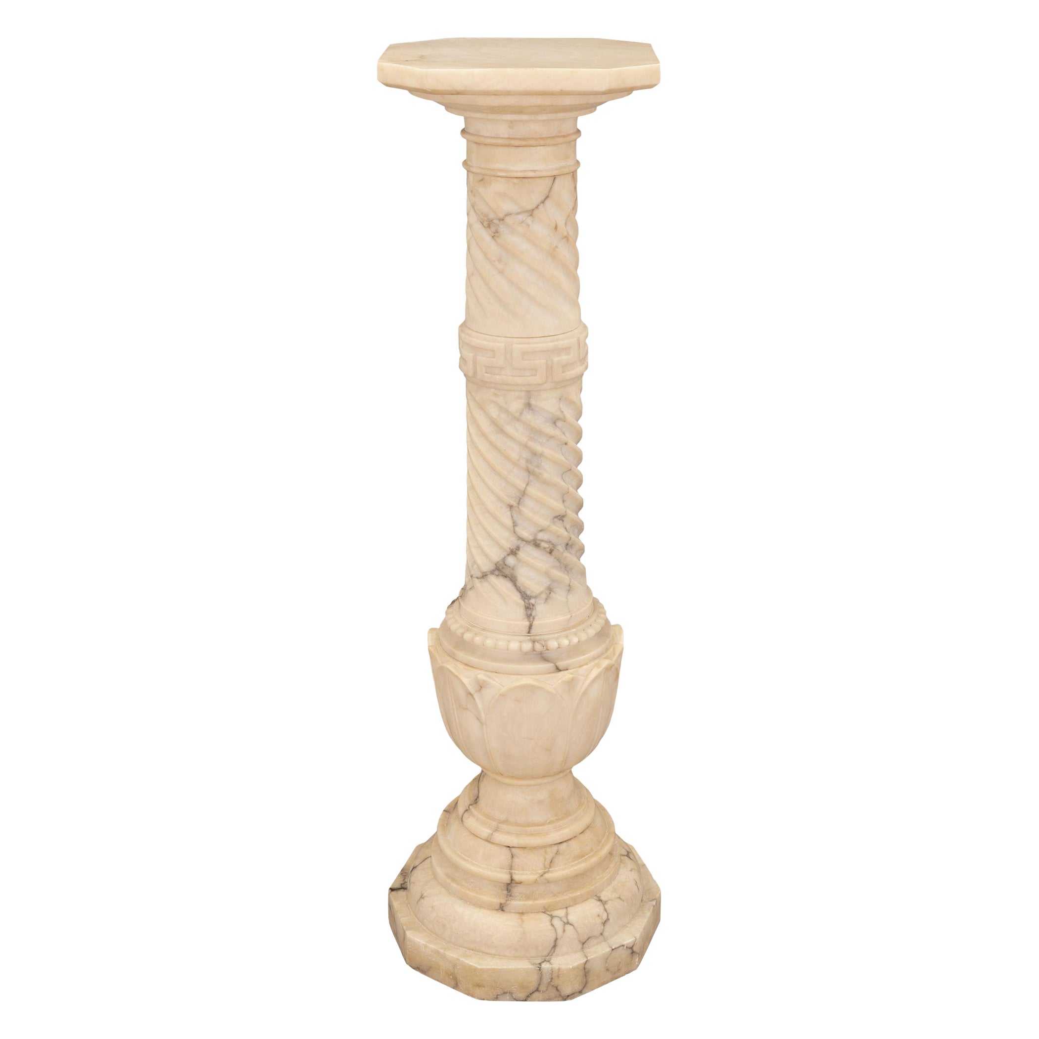 Columna con pedestal de alabastro neoclásica italiana del siglo XIX