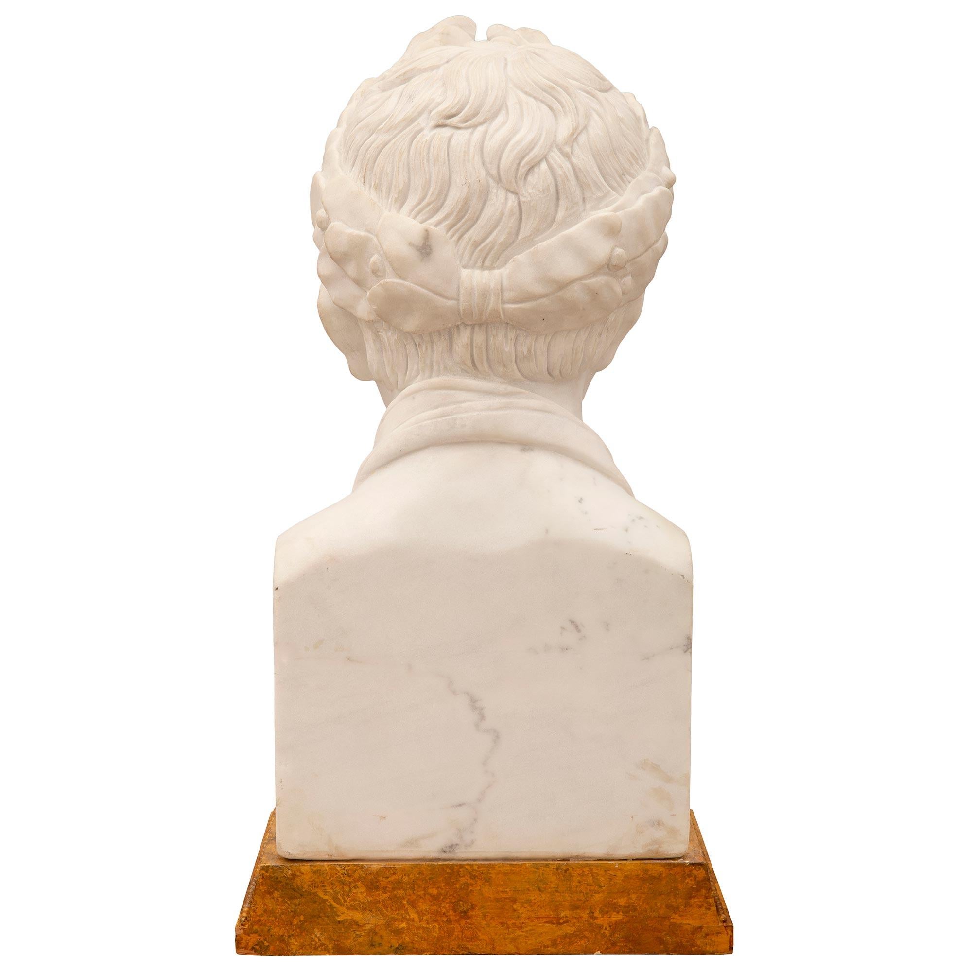 Painted Italian 19th Century Neo-Classical St. Bust of Napoleon For Sale