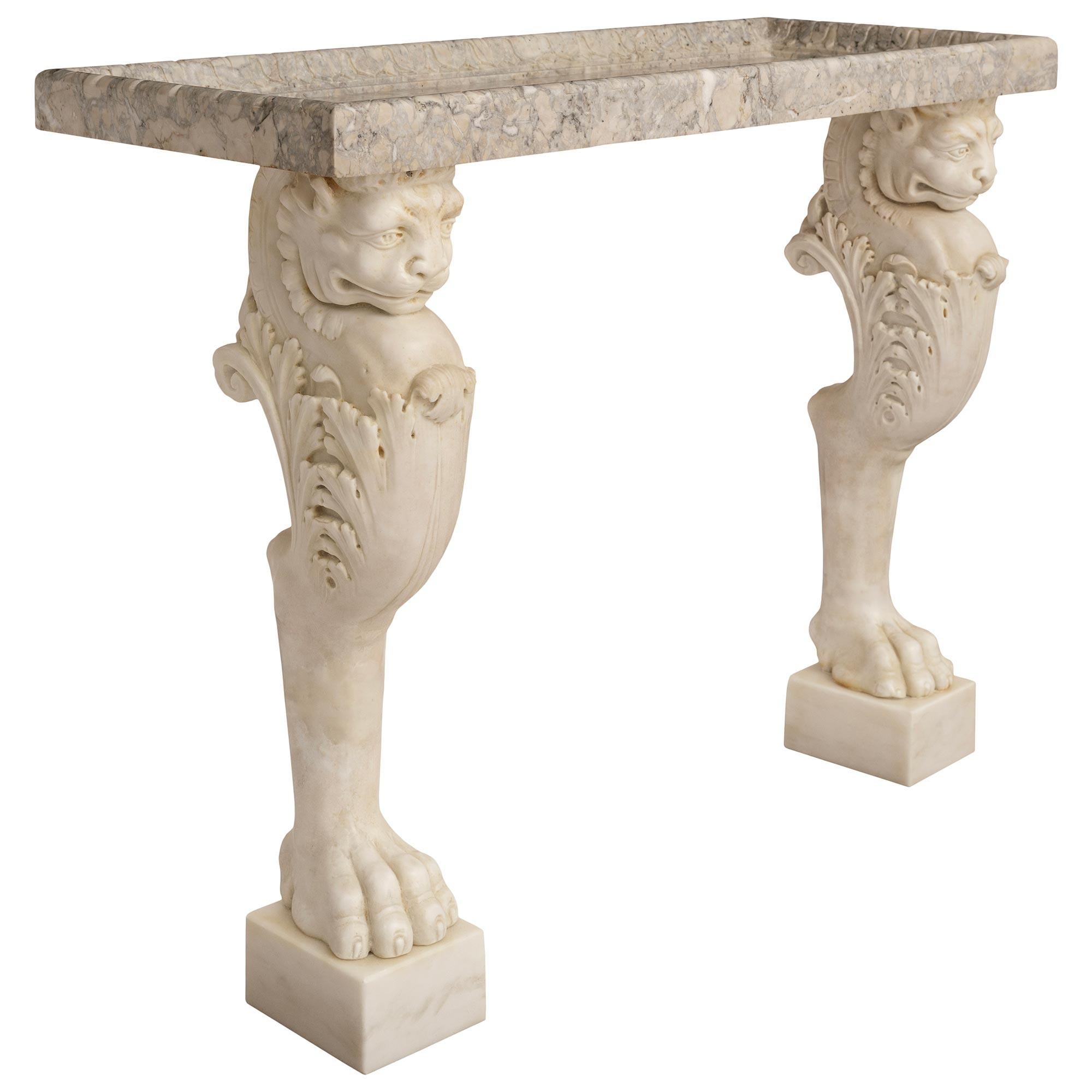 Neoclassical Italian 19th century Neo-Classical st. Carrara and Breccia marble console For Sale