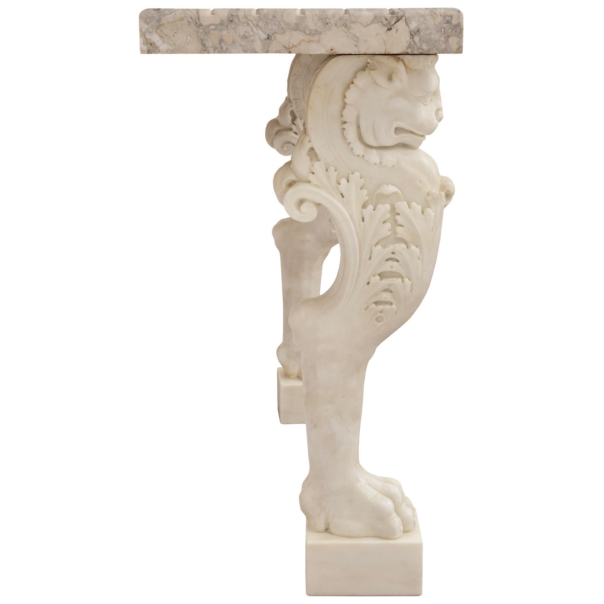 Italian 19th century Neo-Classical st. Carrara and Breccia marble console In Good Condition For Sale In West Palm Beach, FL