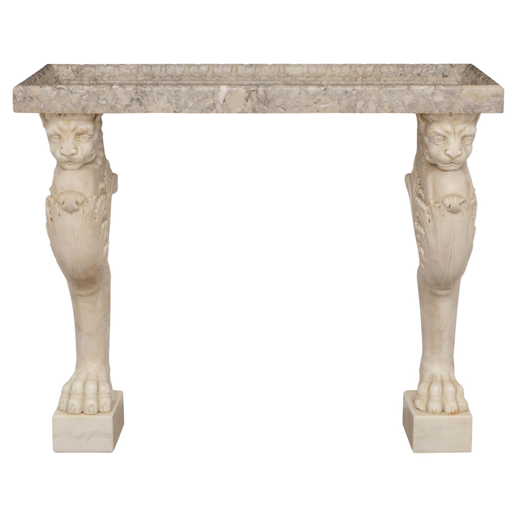 Italian 19th century Neo-Classical st. Carrara and Breccia marble console
