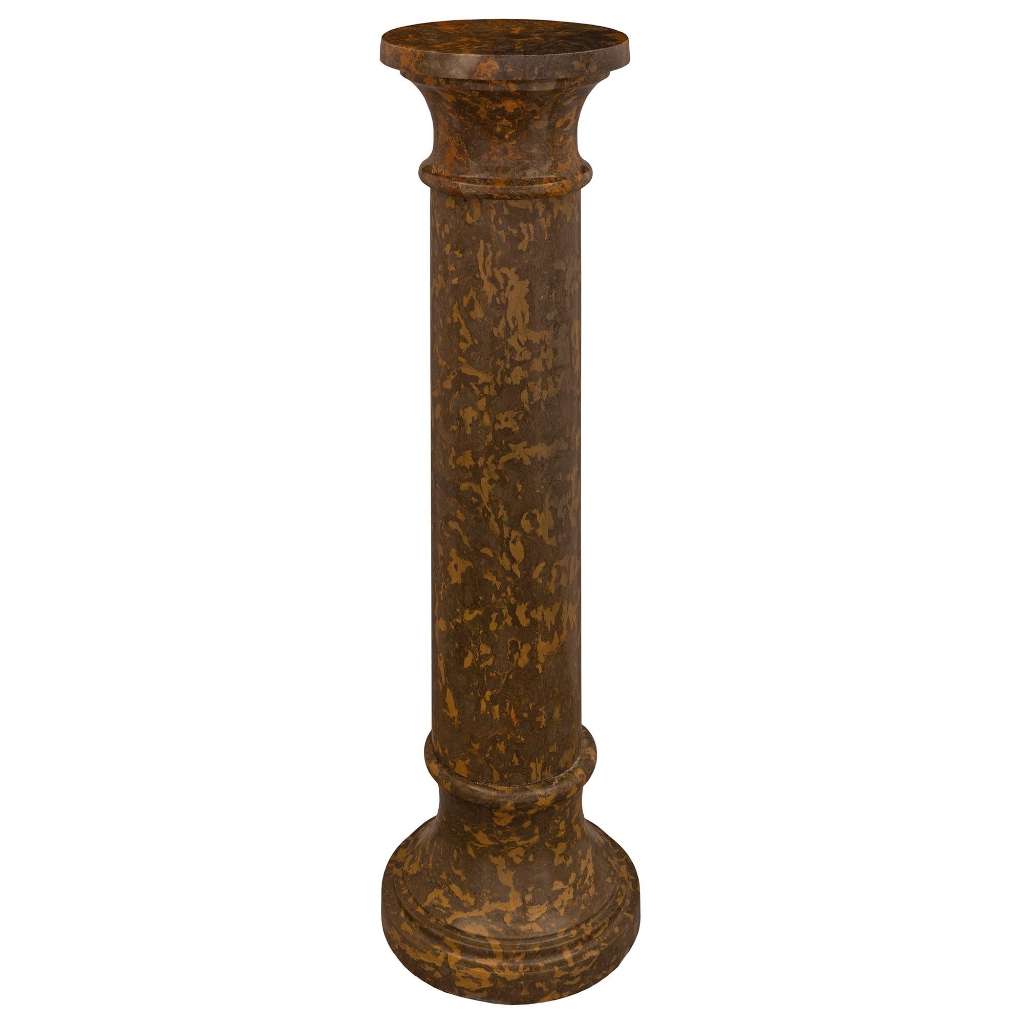 Neoclassical Italian 19th Century Neo-Classical St. Faux Painted Composite Stone Column For Sale