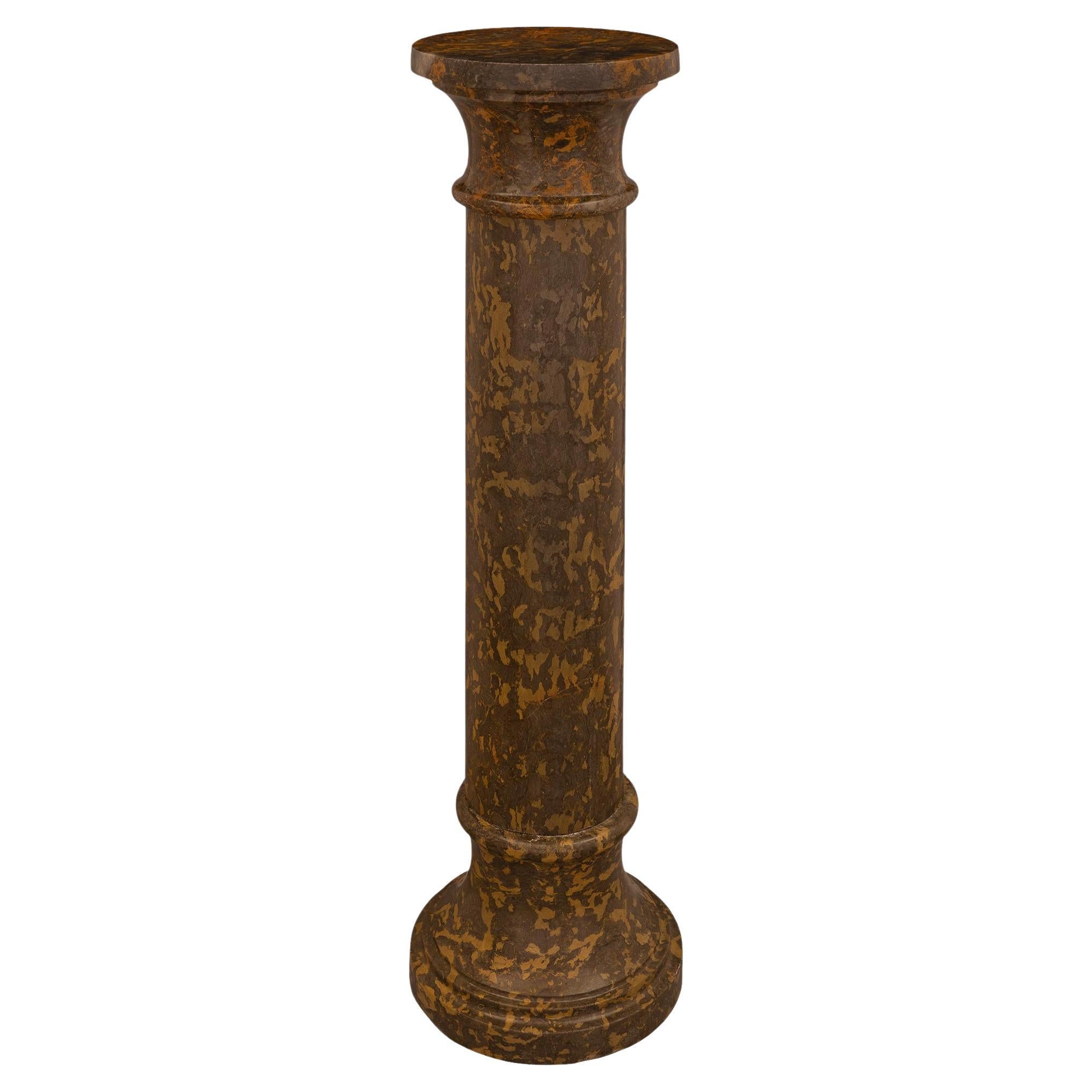 Italian 19th Century Neo-Classical St. Faux Painted Composite Stone Column For Sale