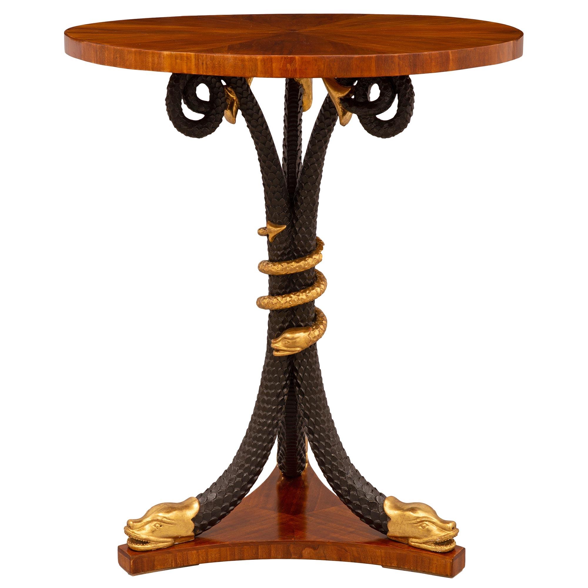 Neoclassical Italian 19th Century Neo-Classical St. Fruitwood, and Giltwood Side Table For Sale