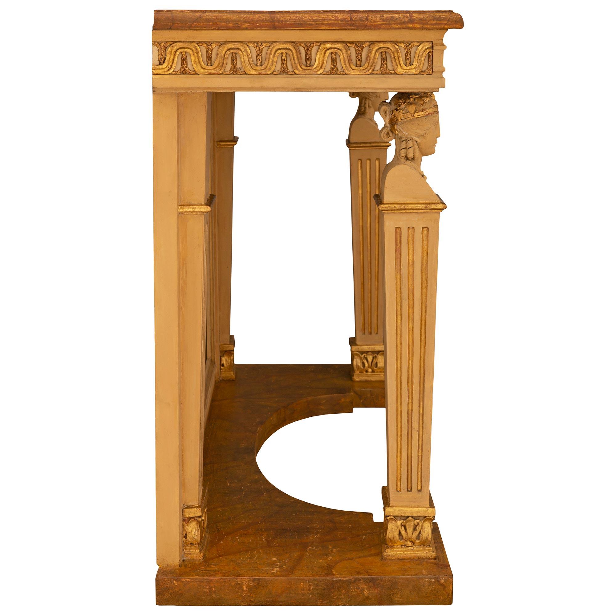 Painted Italian 19th Century Neo-Classical St. Giltwood and Faux Marble Console For Sale