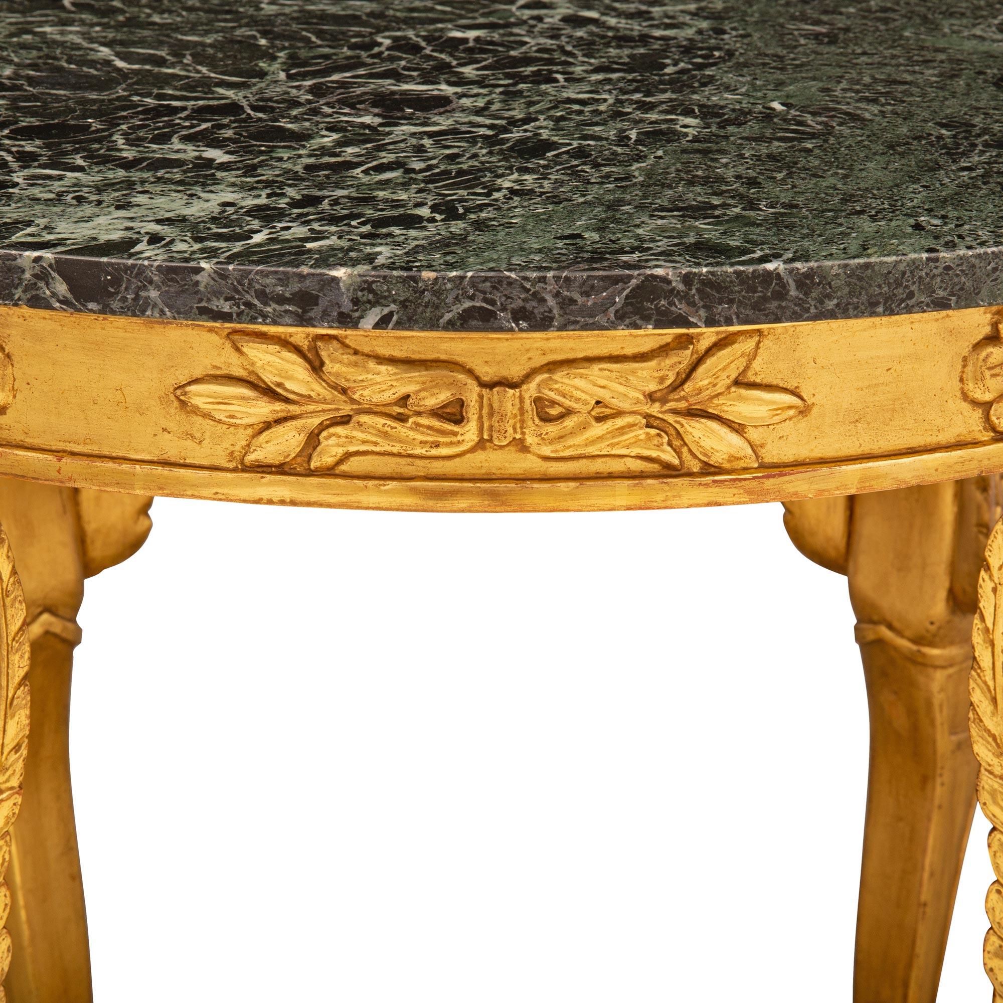 Italian 19th Century Neo-Classical St. Giltwood and Marble Center Table For Sale 1