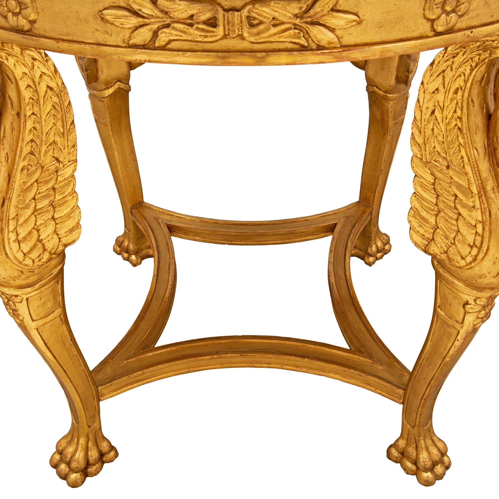 Italian 19th Century Neo-Classical St. Giltwood and Marble Center Table For Sale 4