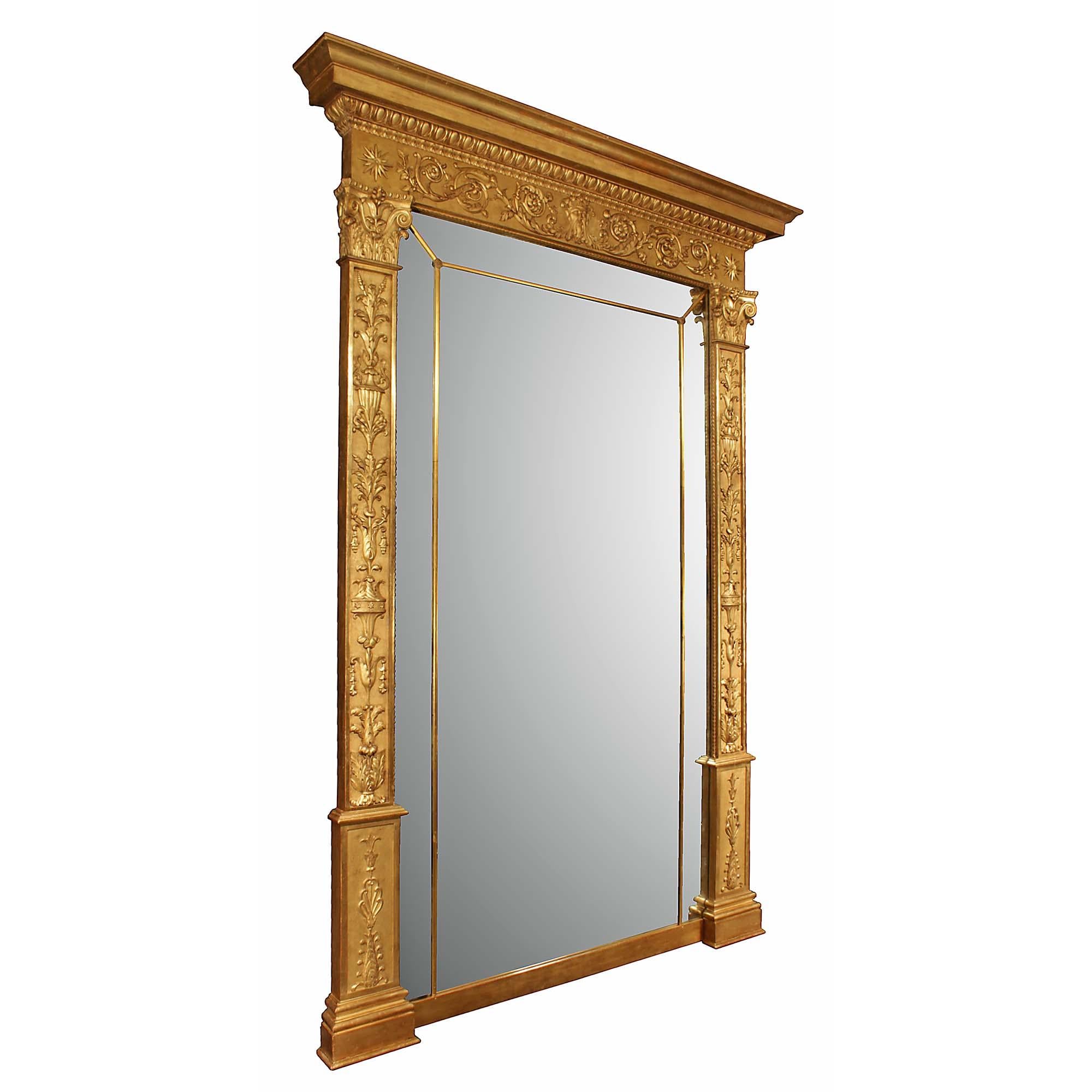 Neoclassical Italian 19th Century Neo-Classical St. Giltwood Mirror For Sale