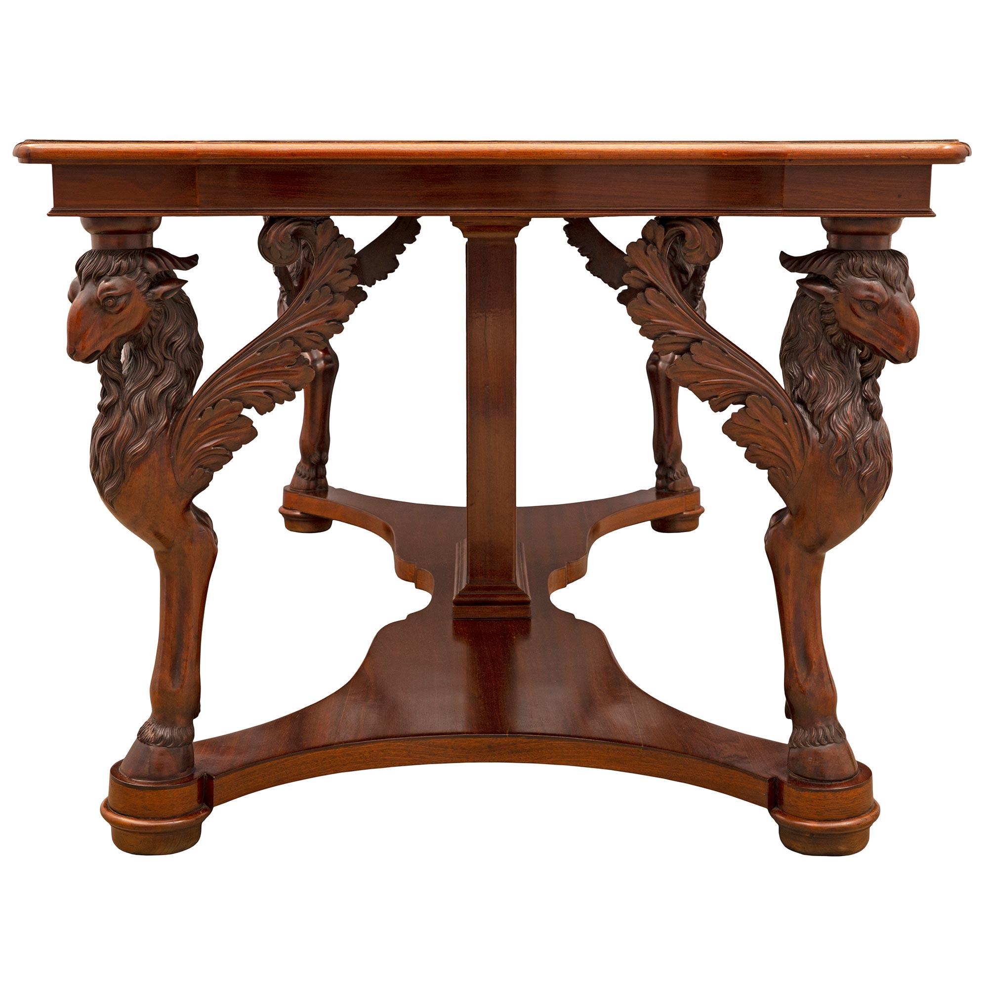 Italian 19th Century Neo-Classical St. Mahogany Center Table In Good Condition For Sale In West Palm Beach, FL