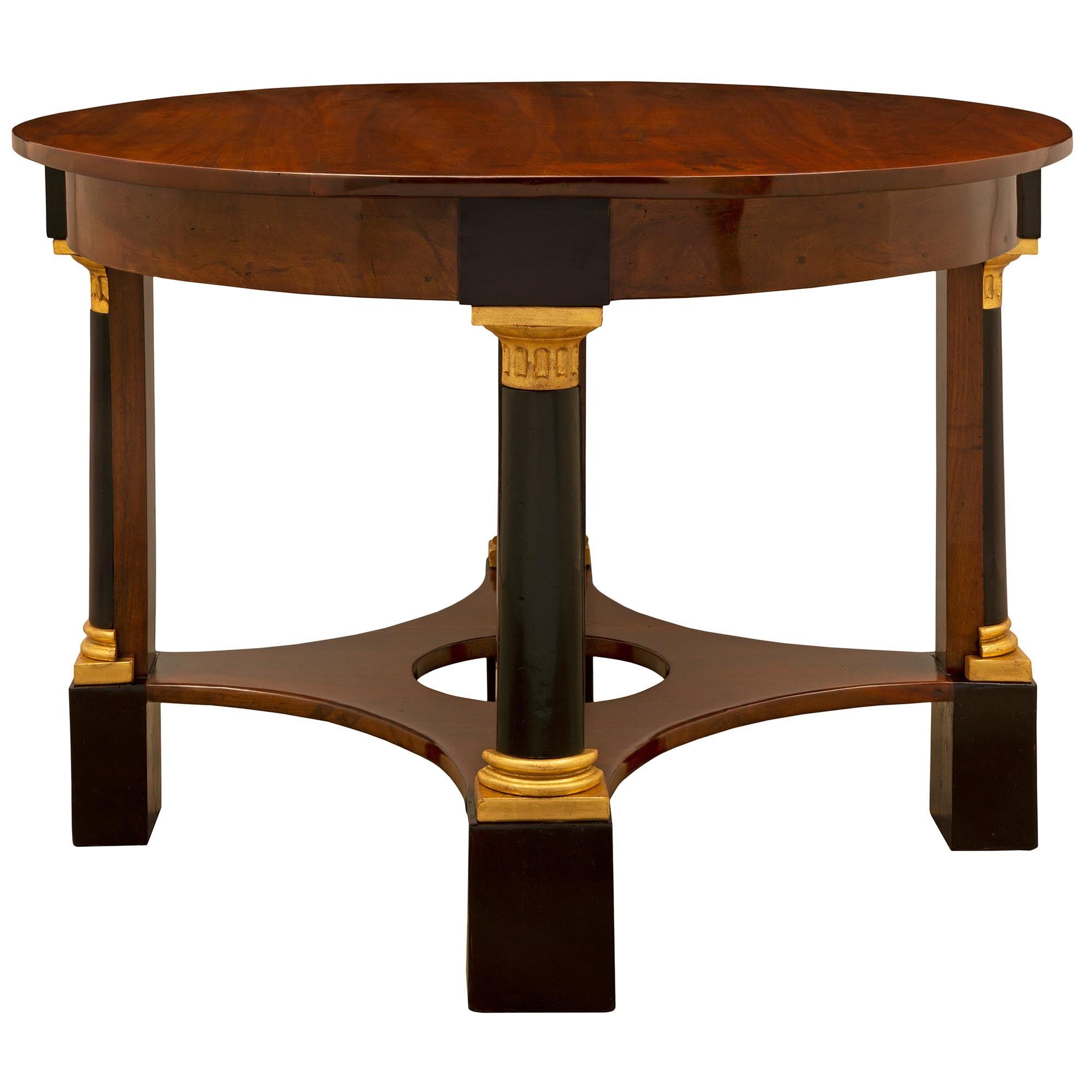 Neoclassical Italian 19th Century Neo-Classical St. Mahogany & Fruitwood Center Table For Sale