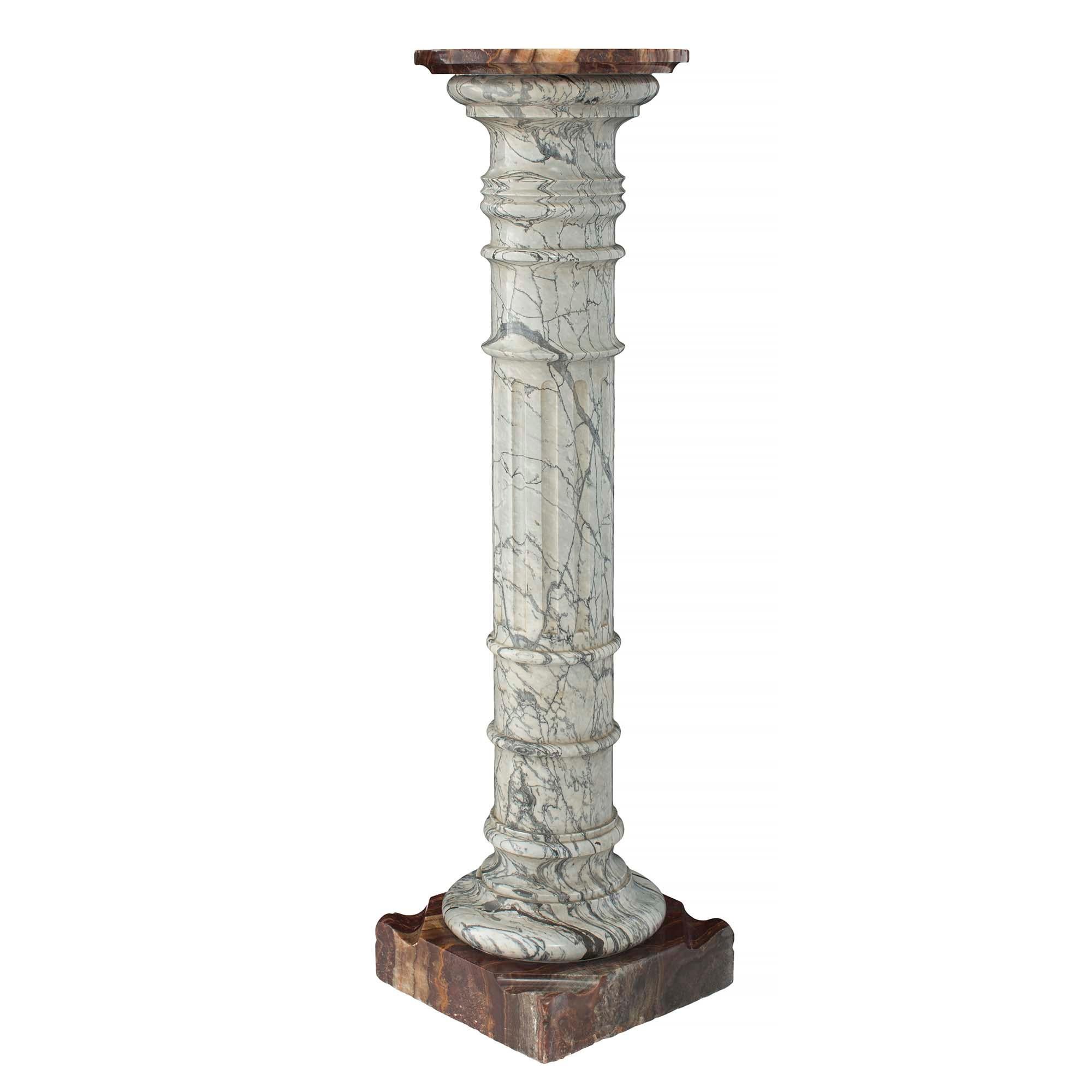 Neoclassical Italian 19th Century Neo-Classical St. Marble and Onyx Pedestal Column For Sale