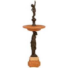 Italian 19th century Neo-Classical st. Marble and Patinated Bronze fountain