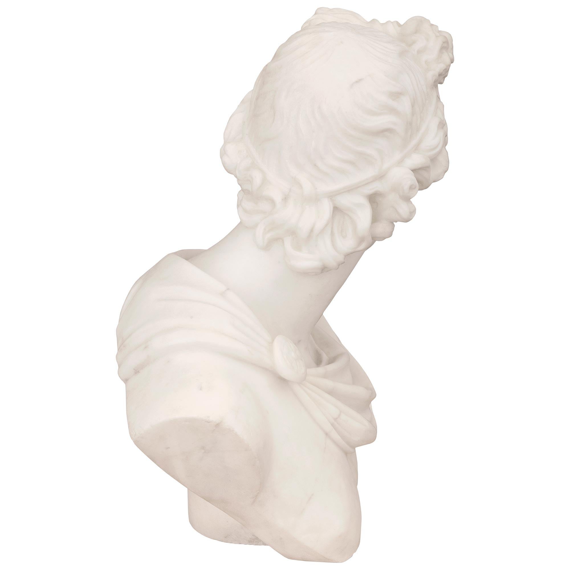 Neoclassical Italian 19th Century Neo-Classical St. Marble Bust of Apollo Belvedere For Sale