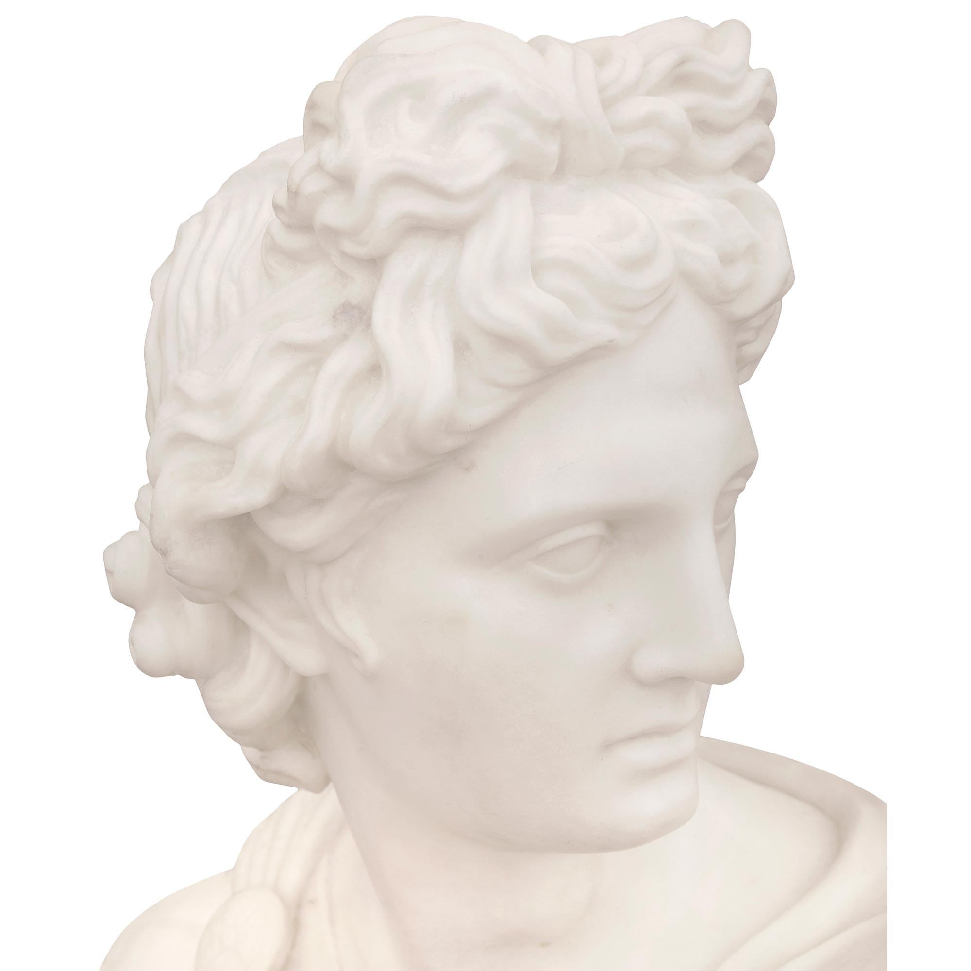 Italian 19th Century Neo-Classical St. Marble Bust of Apollo Belvedere In Good Condition For Sale In West Palm Beach, FL