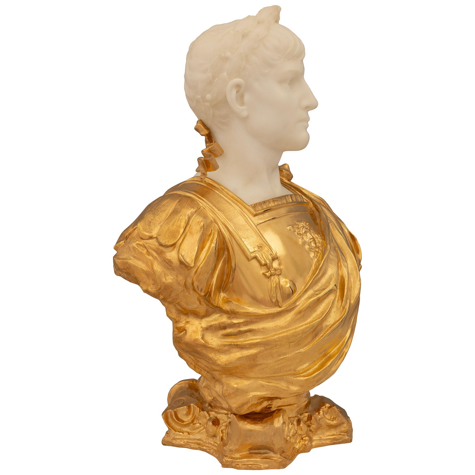 Neoclassical Italian 19th Century Neo-Classical St. Marble & Ormolu Bust For Sale