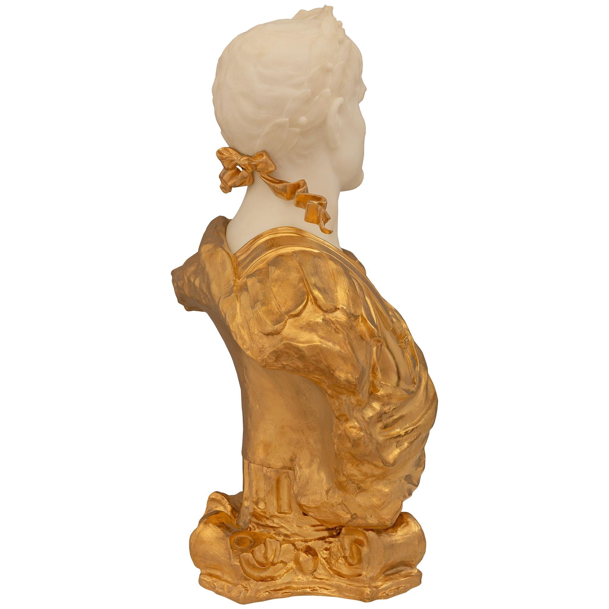 Italian 19th Century Neo-Classical St. Marble & Ormolu Bust In Good Condition For Sale In West Palm Beach, FL