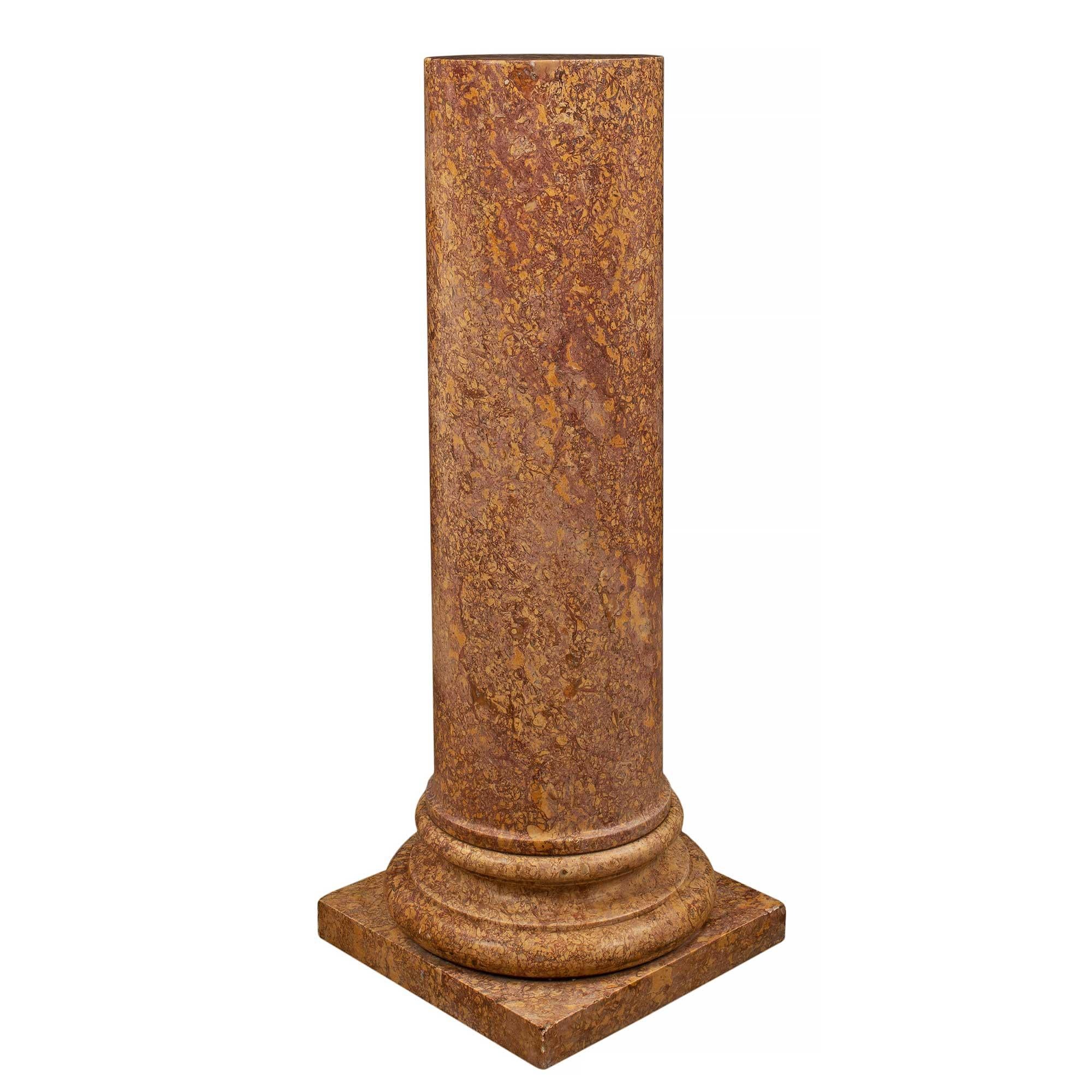 Italian 19th Century Neo-Classical St. Marble Pedestal Columns In Good Condition For Sale In West Palm Beach, FL