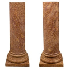 Antique Italian 19th Century Neo-Classical St. Marble Pedestal Columns