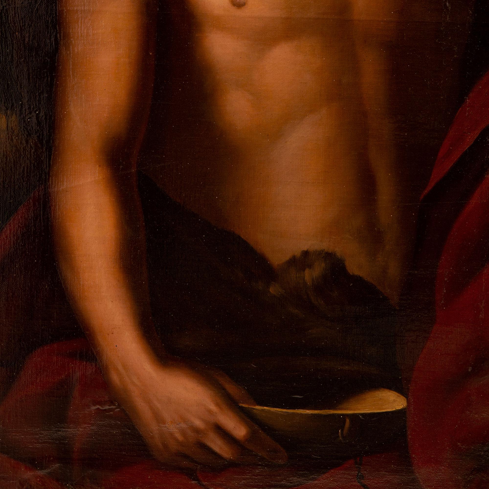 Italienisches neoklassizistisches Gemälde eines jungen Mannes, Öl auf Leinwand, 19. Jahrhundert im Angebot 1