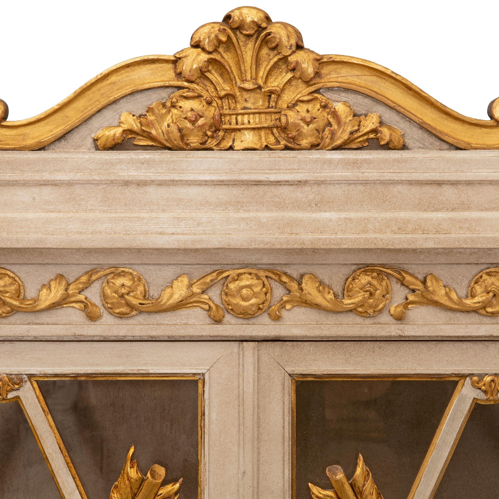 Mirror Italian 19th Century Neo-Classical St. Patinated And Giltwood Cabinet Vitrine For Sale