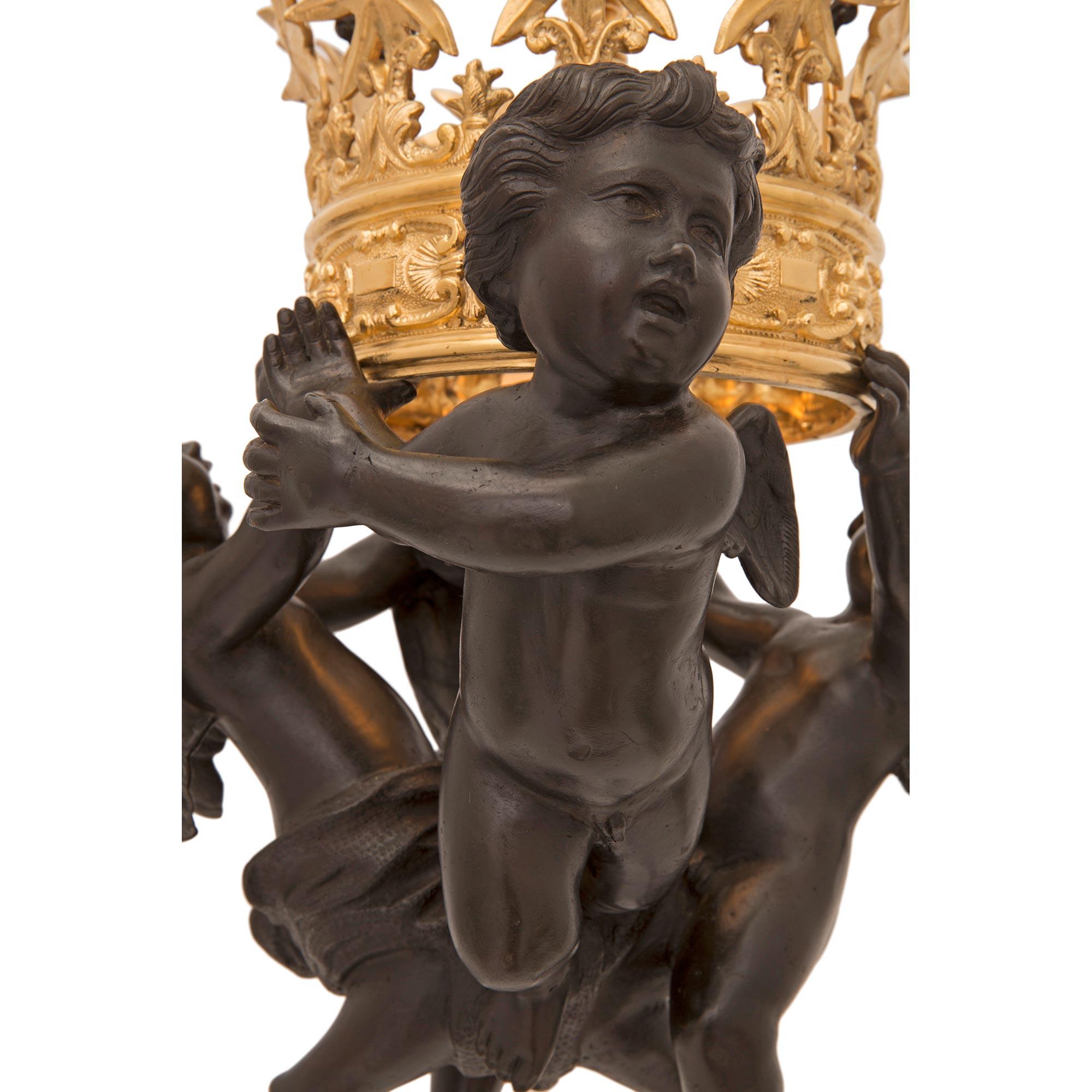 Italian 19th Century Neo-Classical St. Patinated Bronze and Ormolu Lantern For Sale 3
