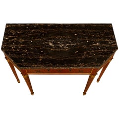 Italian 19th Century Neo-Classical St. Red Lacquered And Portor Marble Console