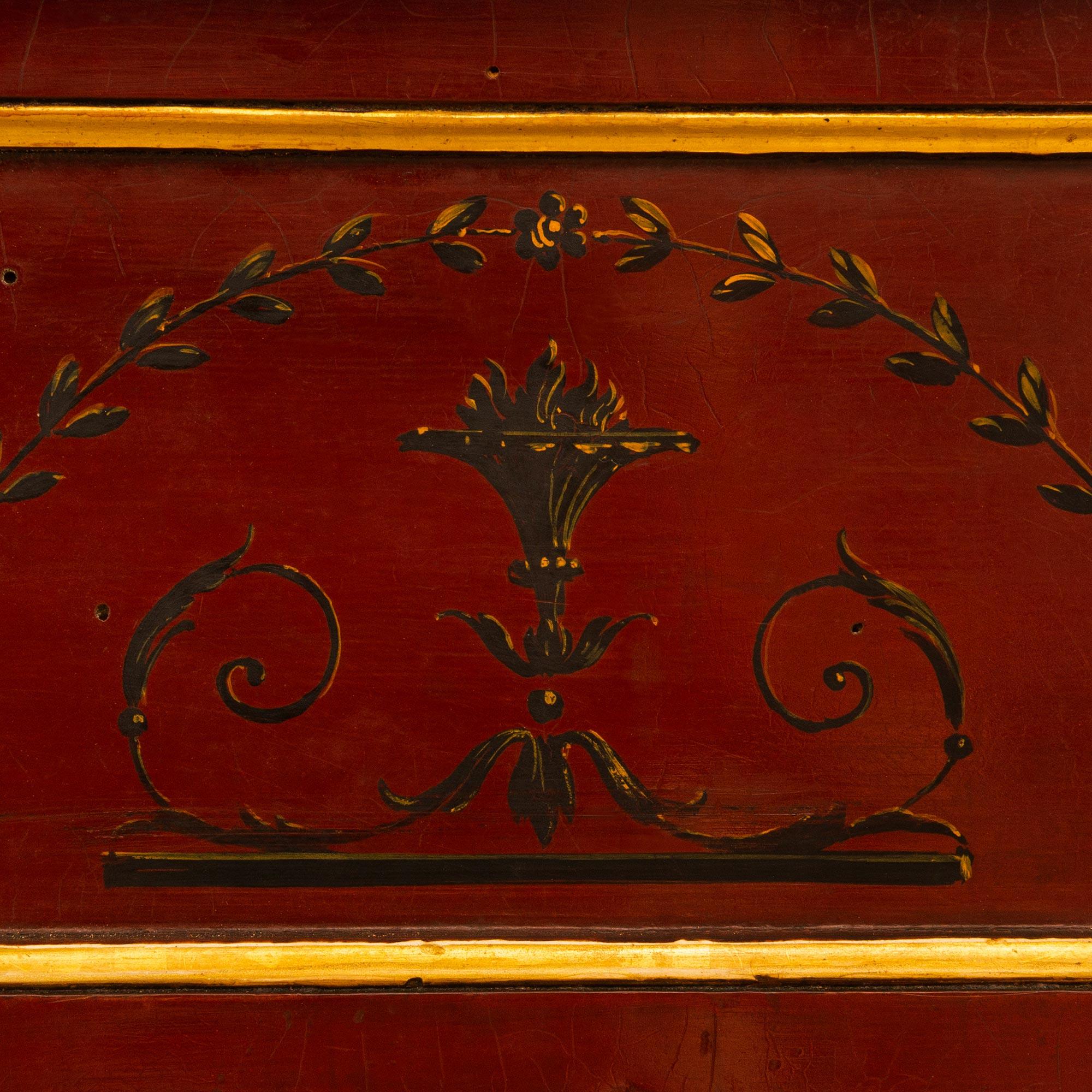 Italienische neoklassische Konsole aus dem 19. Jahrhundert, rot lackiert und mit Portormarmor im Angebot 2