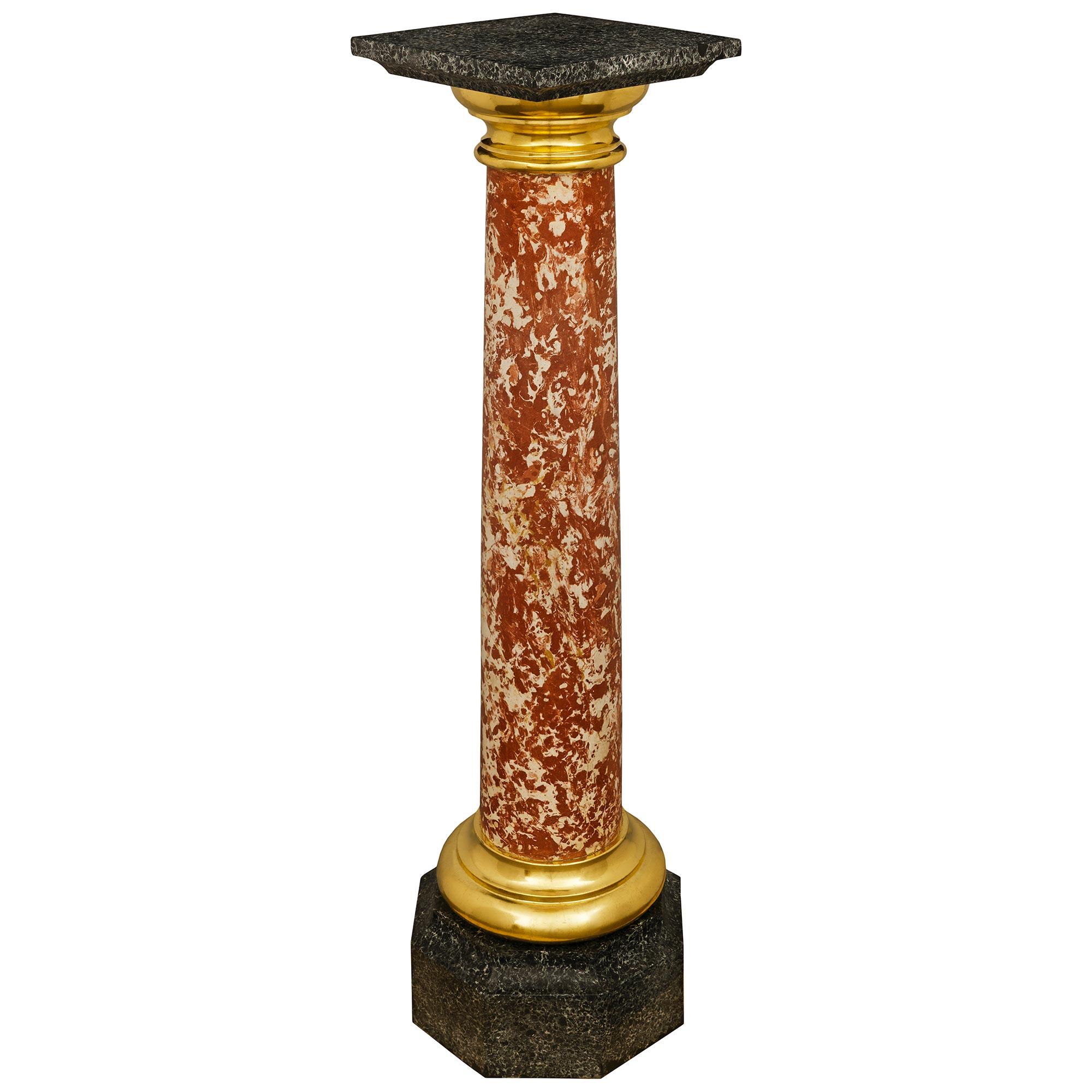 Neoclassical Italian 19th century Neo-Classical st. Scagliola and Ormolu pedestal For Sale