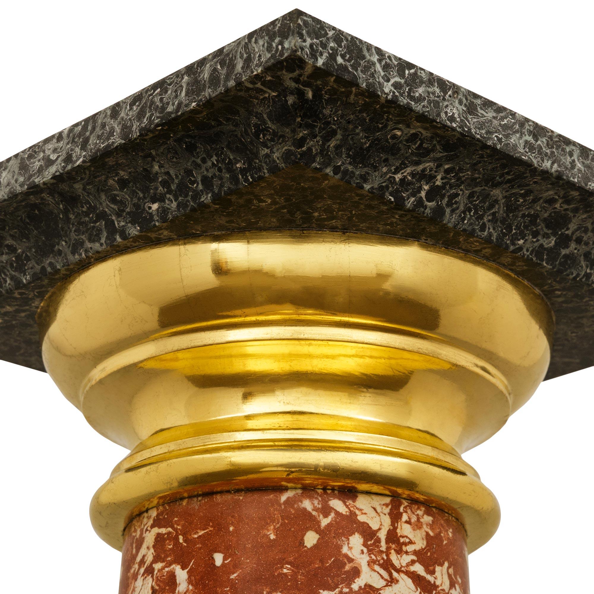 Italian 19th century Neo-Classical st. Scagliola and Ormolu pedestal In Good Condition For Sale In West Palm Beach, FL