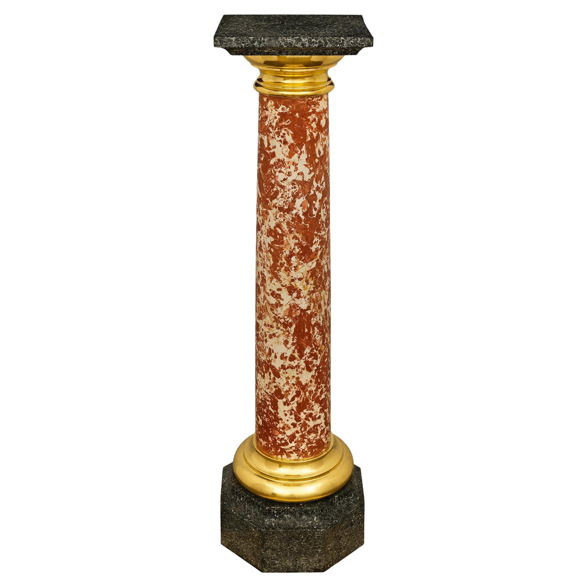 Italian 19th century Neo-Classical st. Scagliola and Ormolu pedestal For Sale